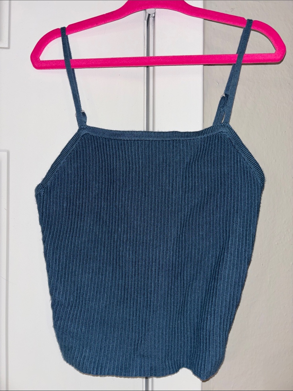 Abercrombie & Fitch Ribbed Knit Crop Top | Teal/Blue | XXS